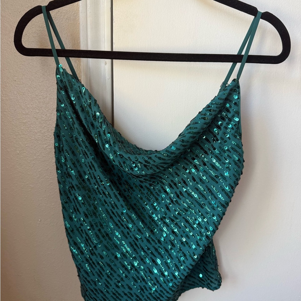 NBD Teal Sequin Camisole